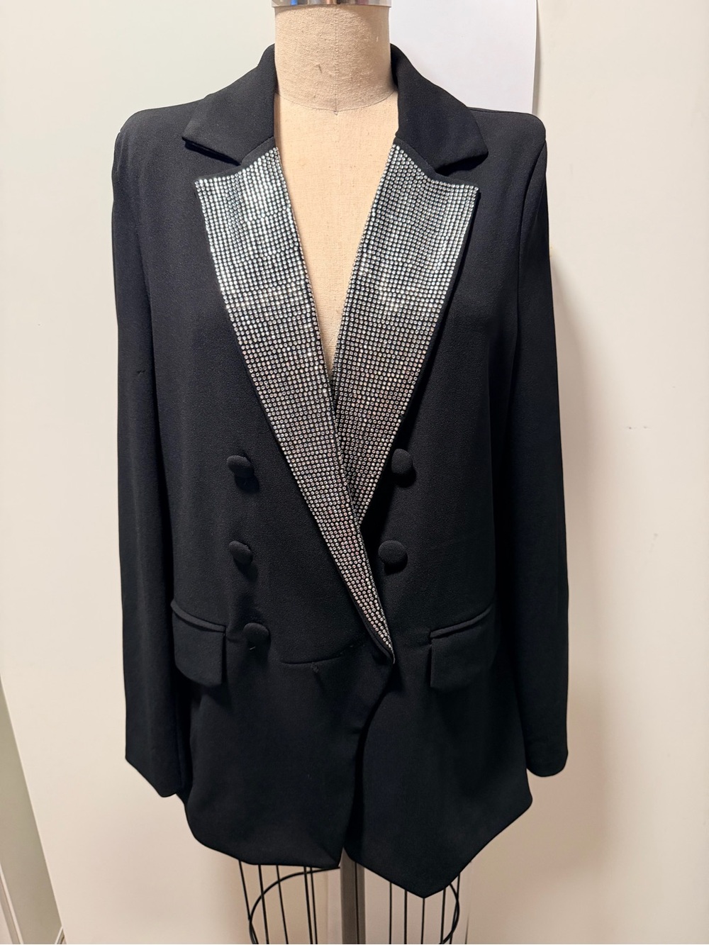 Fashion Nova Black Rhinestoned Pant Suit